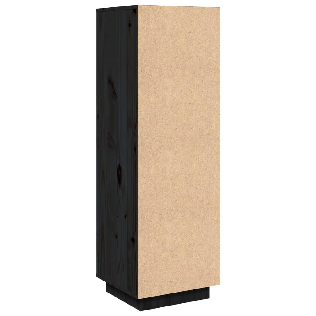 vidaXL Hoge kast 38x35x117 cm massief grenenhout zwart - Aashly