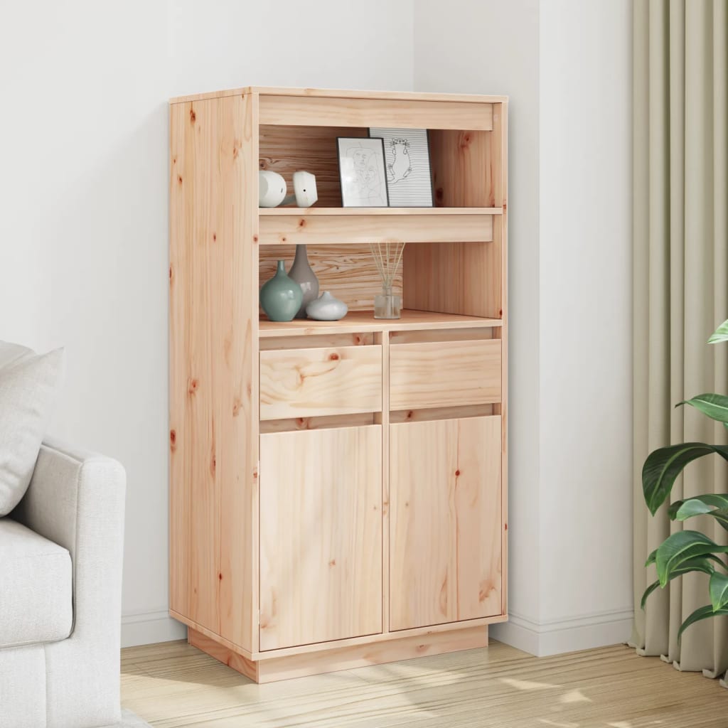 vidaXL Hoge kast 60x40x116,5 cm massief grenenhout grijs - Aashly