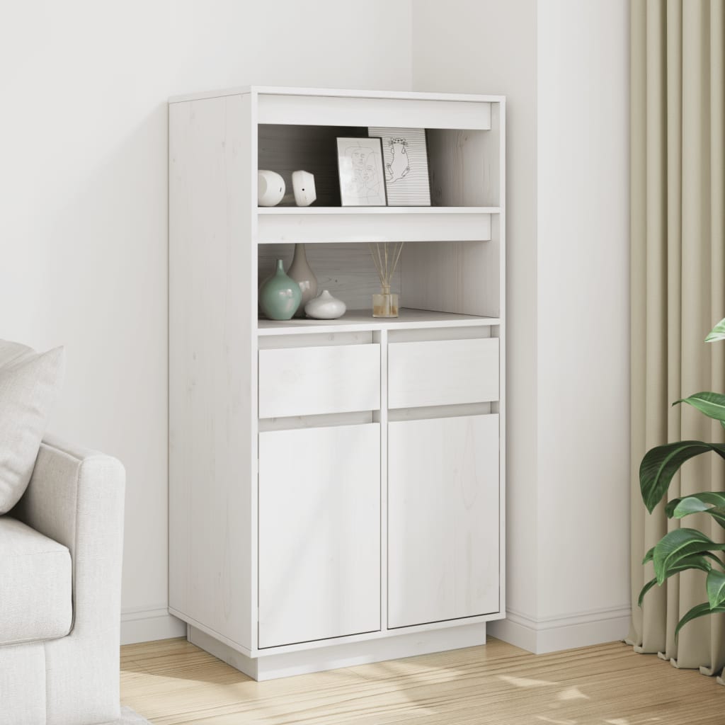 vidaXL Hoge kast 60x40x116,5 cm massief grenenhout grijs - Aashly