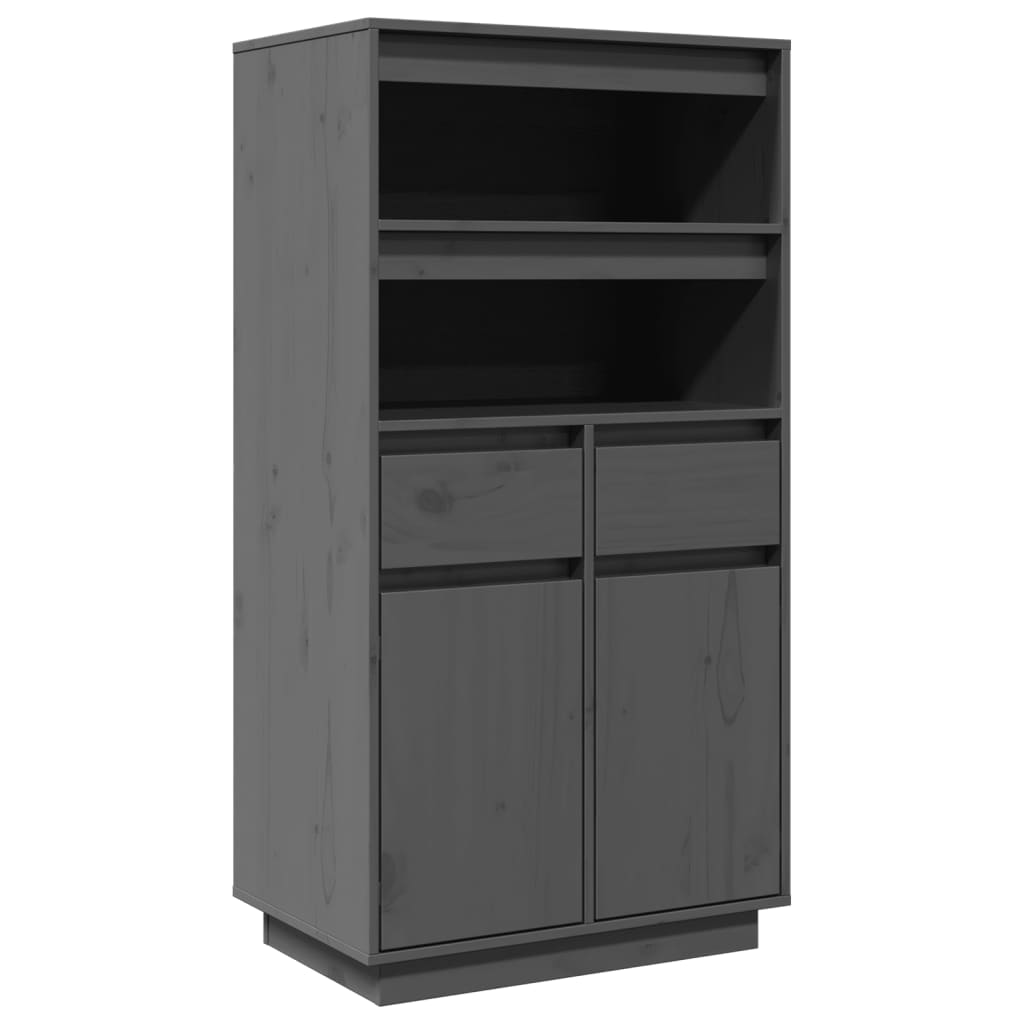 vidaXL Hoge kast 60x40x116,5 cm massief grenenhout grijs - Aashly