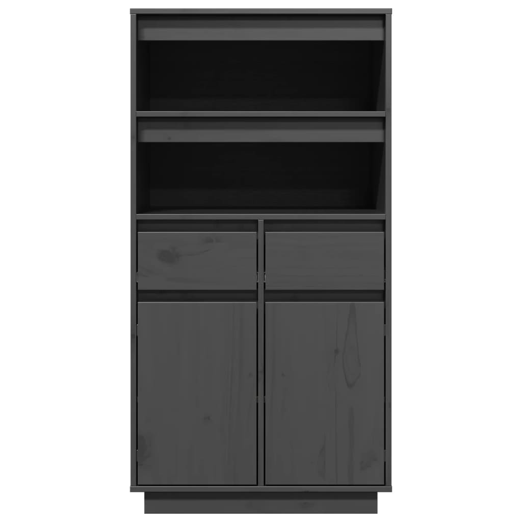 vidaXL Hoge kast 60x40x116,5 cm massief grenenhout grijs - Aashly