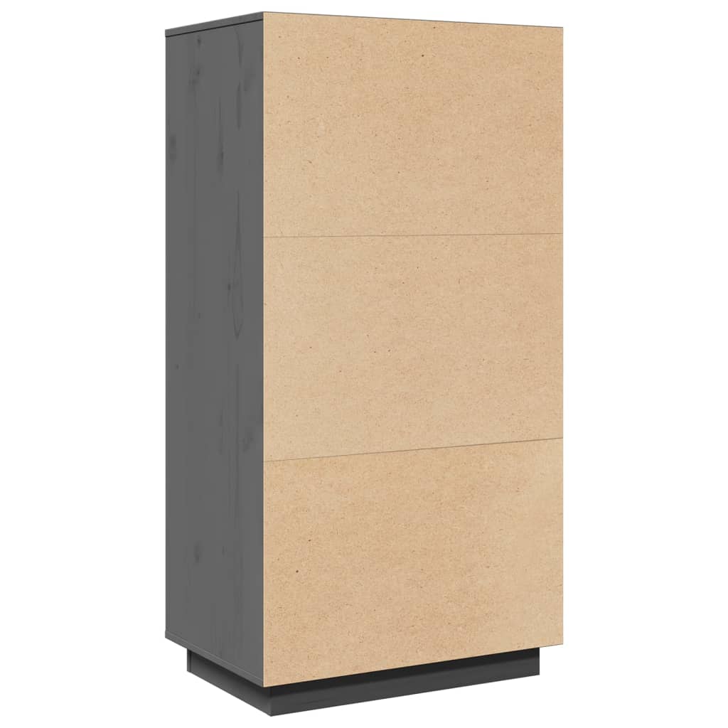 vidaXL Hoge kast 60x40x116,5 cm massief grenenhout grijs - Aashly