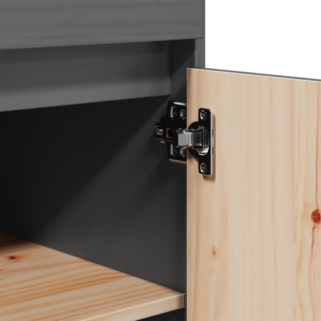 vidaXL Hoge kast 60x40x116,5 cm massief grenenhout grijs - Aashly