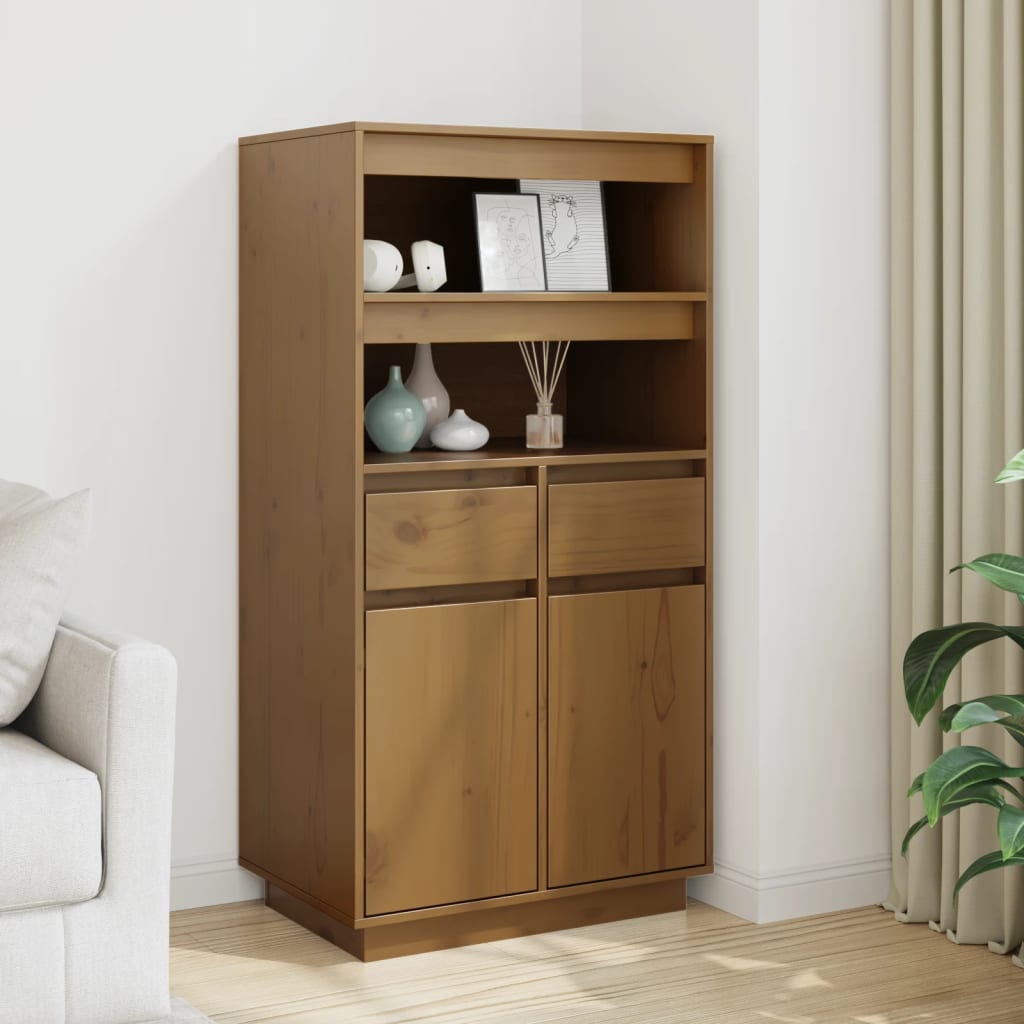vidaXL Hoge kast 60x40x116,5 cm massief grenenhout grijs - Aashly