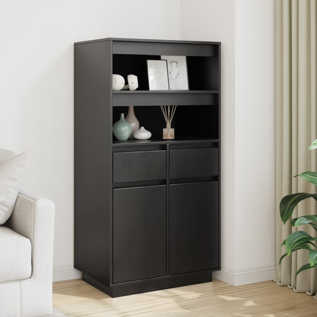 vidaXL Hoge kast 60x40x116,5 cm massief grenenhout grijs - Aashly