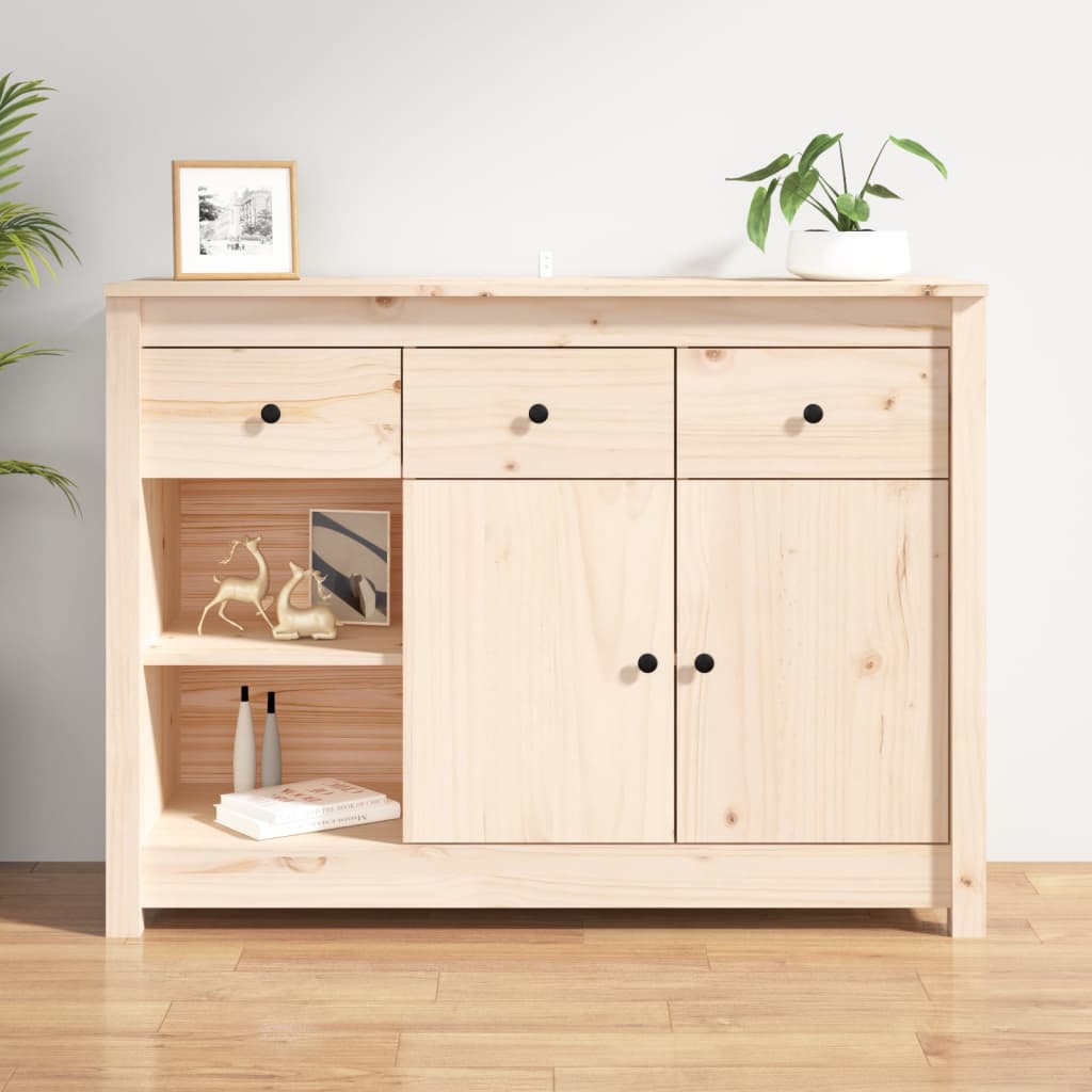 vidaXL Dressoir 100x35x74 cm massief grenenhout wit - Aashly