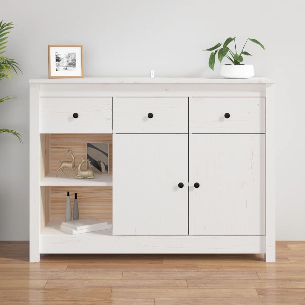 vidaXL Dressoir 100x35x74 cm massief grenenhout wit - Aashly