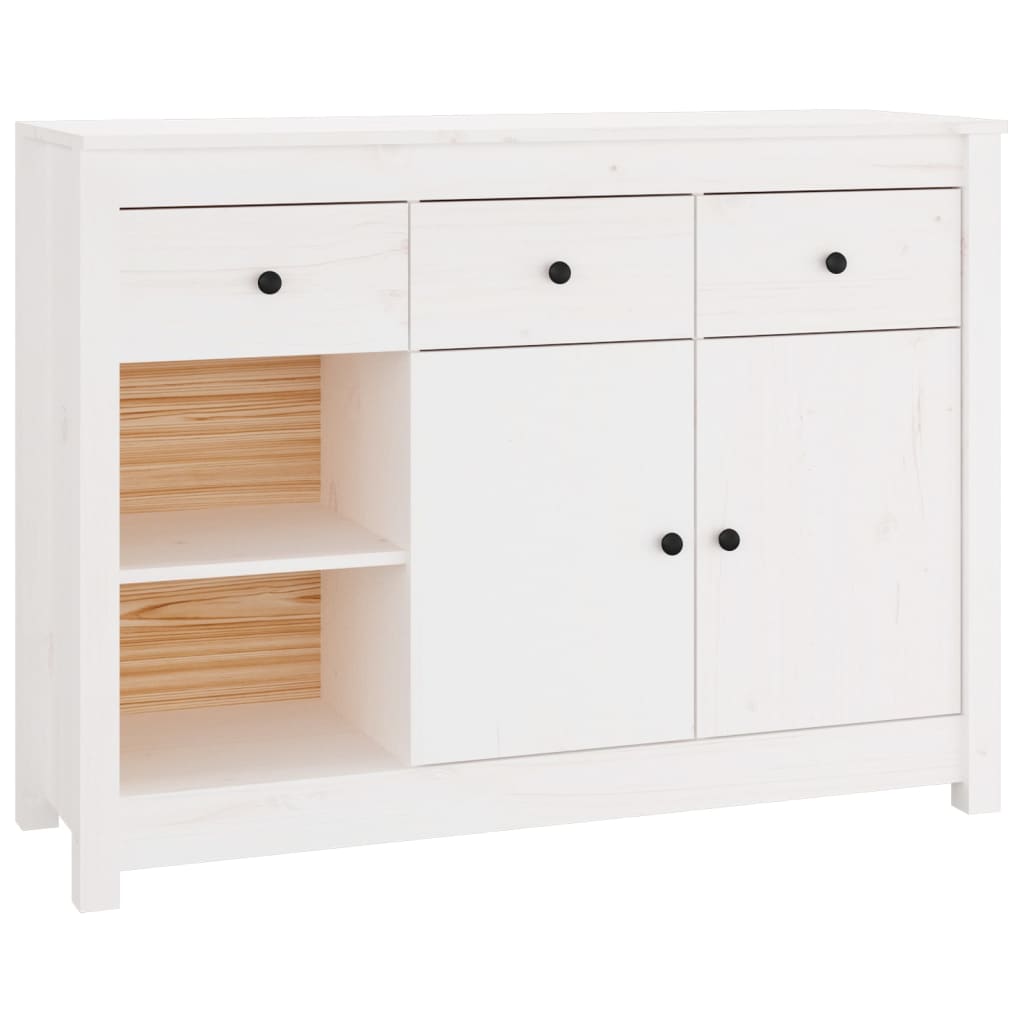 vidaXL Dressoir 100x35x74 cm massief grenenhout wit - Aashly