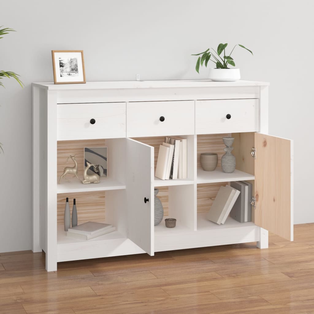 vidaXL Dressoir 100x35x74 cm massief grenenhout wit - Aashly