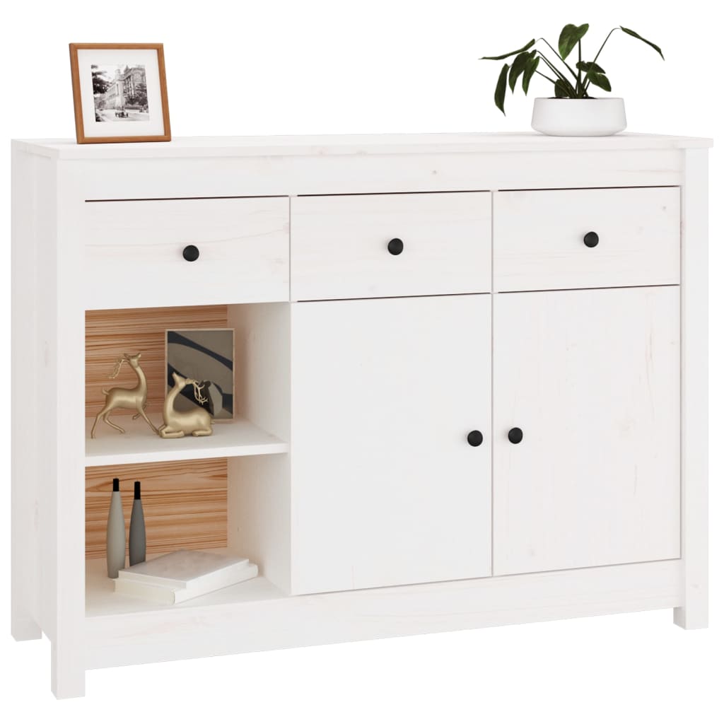 vidaXL Dressoir 100x35x74 cm massief grenenhout wit - Aashly
