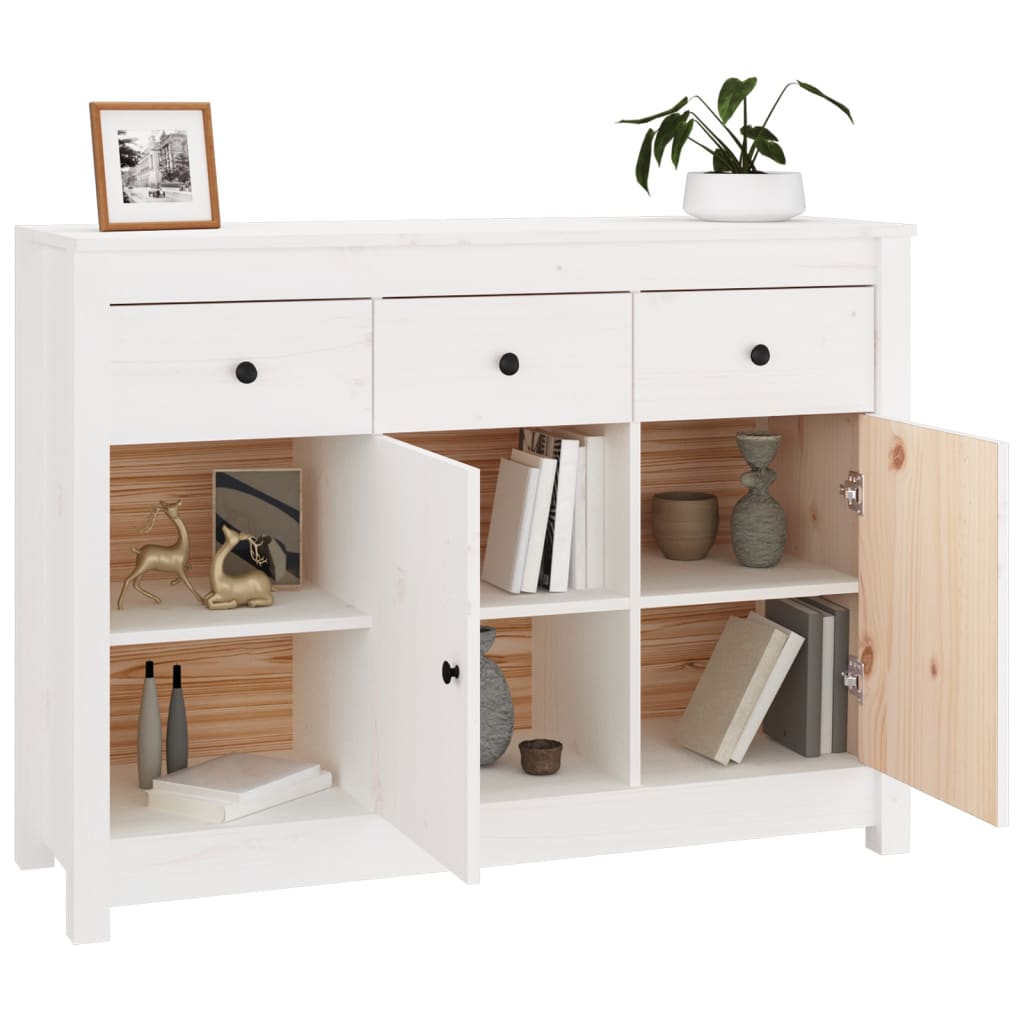 vidaXL Dressoir 100x35x74 cm massief grenenhout wit - Aashly