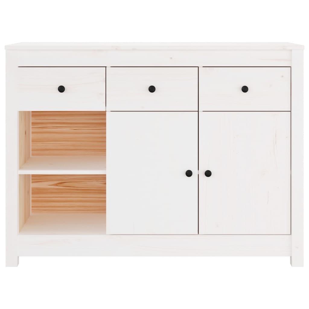 vidaXL Dressoir 100x35x74 cm massief grenenhout wit - Aashly