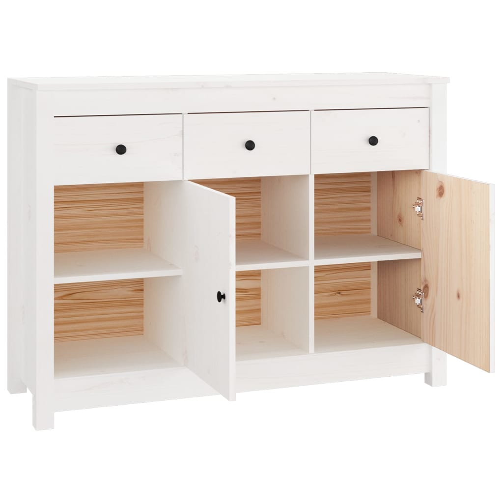 vidaXL Dressoir 100x35x74 cm massief grenenhout wit - Aashly