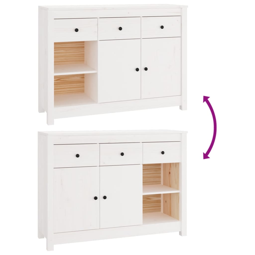 vidaXL Dressoir 100x35x74 cm massief grenenhout wit - Aashly