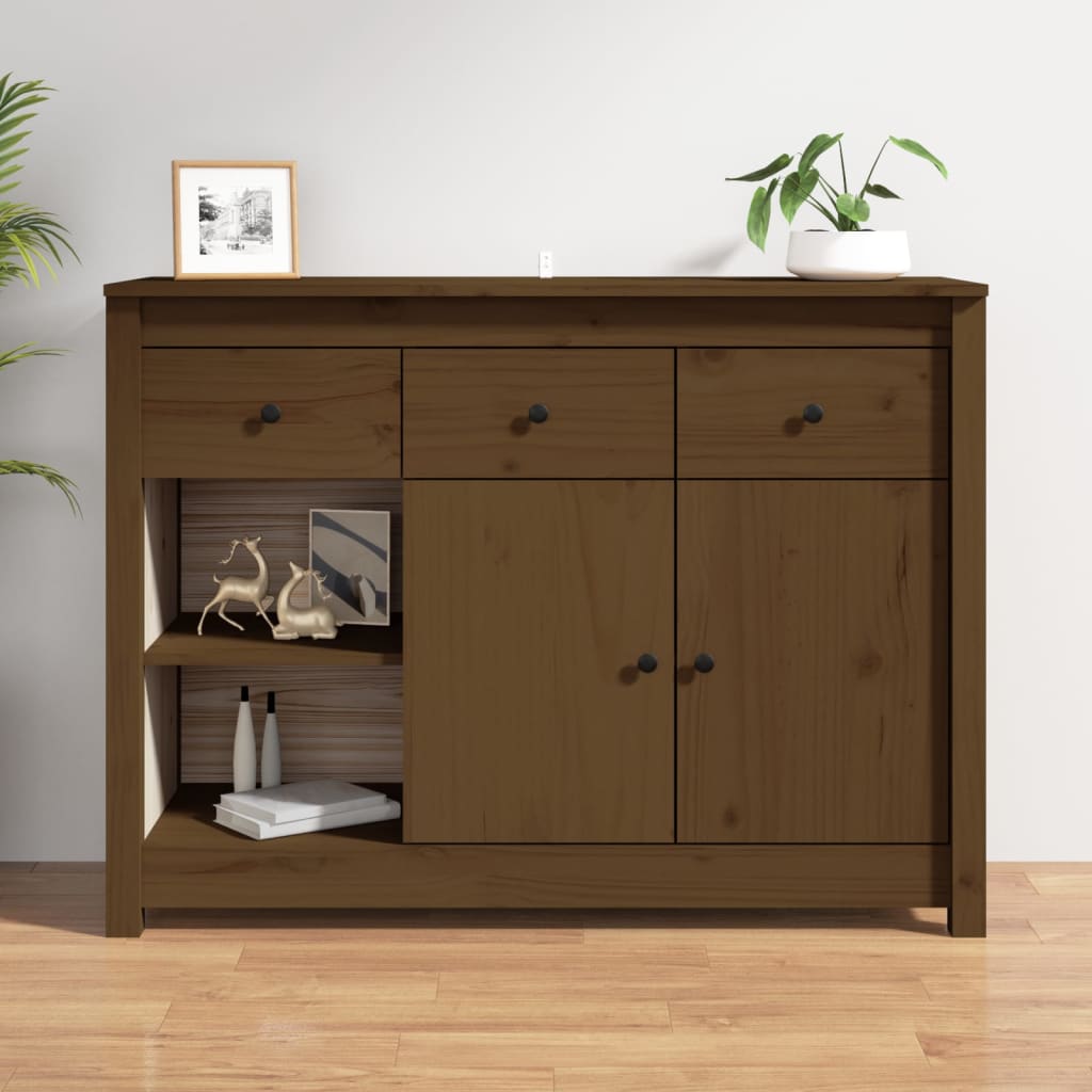 vidaXL Dressoir 100x35x74 cm massief grenenhout wit - Aashly