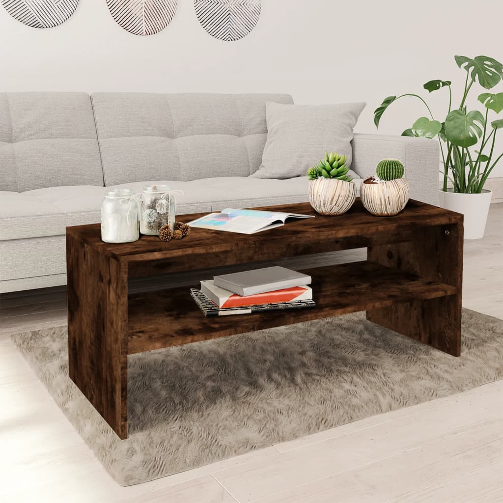vidaXL Salontafel 100x40x40 cm bewerkt hout zwart - Aashly