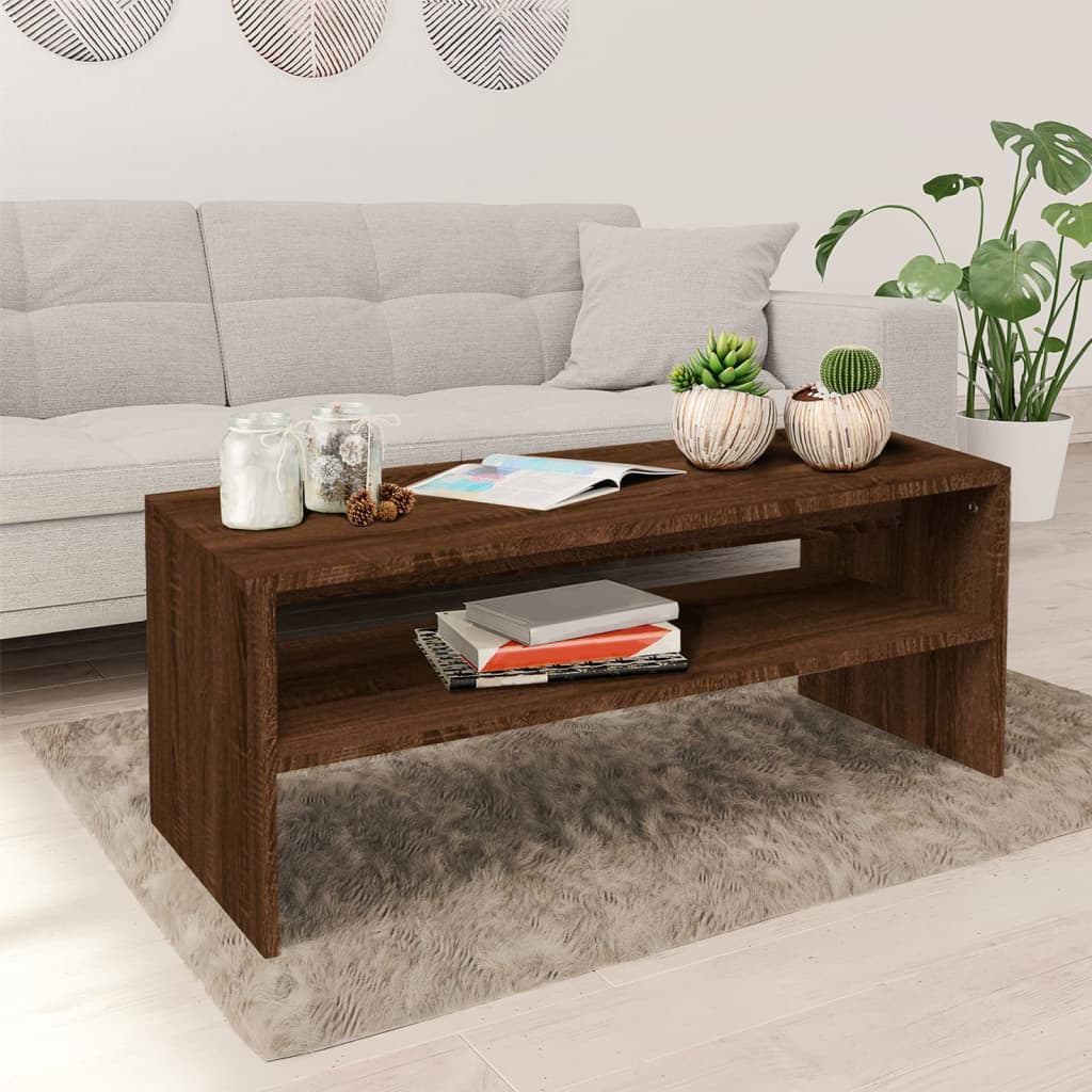 vidaXL Salontafel 100x40x40 cm bewerkt hout zwart - Aashly