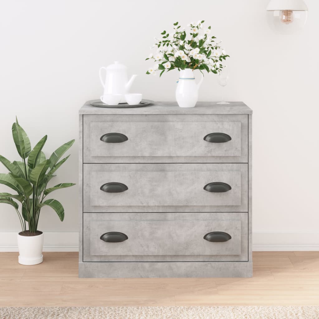 vidaXL Dressoir 70x35,5x67,5 cm bewerkt hout betongrijs - Aashly