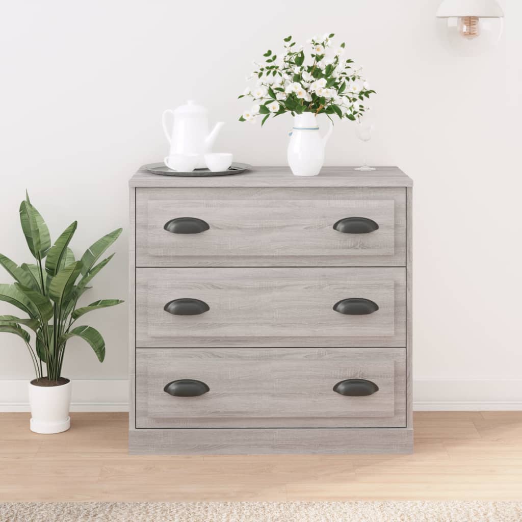 vidaXL Dressoir 70x35,5x67,5 cm bewerkt hout betongrijs - Aashly