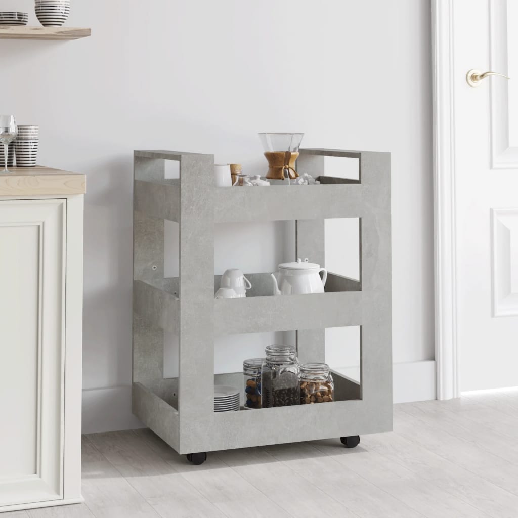 vidaXL Keukentrolley 60x45x80cm bewerkt hout grijs sonoma eikenkleurig - Aashly