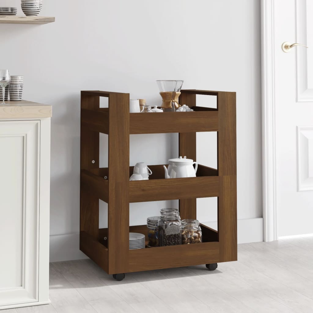 vidaXL Keukentrolley 60x45x80cm bewerkt hout grijs sonoma eikenkleurig - Aashly
