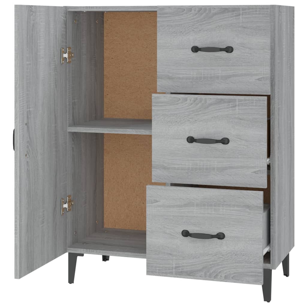 vidaXL Dressoir 69,5x34x90 cm bewerkt hout grijs sonoma eikenkleurig - Aashly