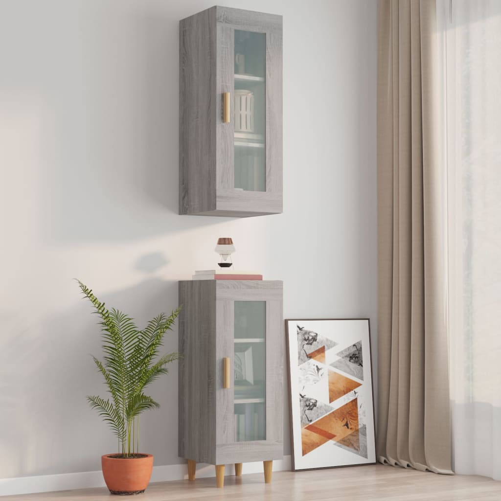 vidaXL Wandkast 34,5x34x90 cm grijs sonoma eikenkleurig - Aashly