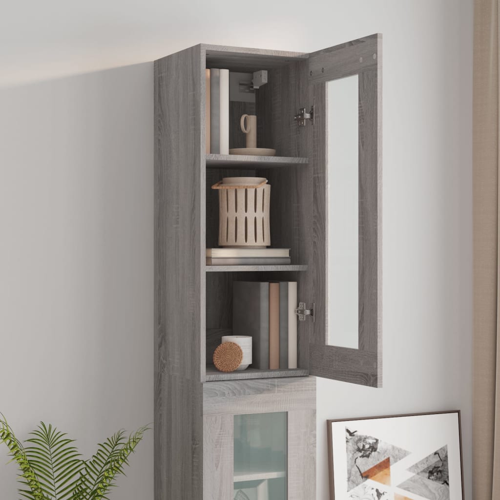 vidaXL Wandkast 34,5x34x90 cm grijs sonoma eikenkleurig - Aashly
