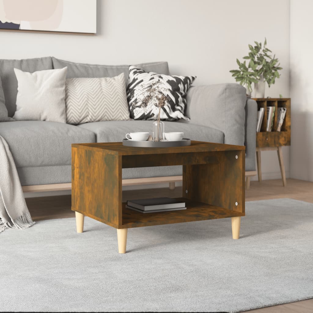 vidaXL Salontafel 60x50x40 cm bewerkt hout bruin eikenkleur - Aashly
