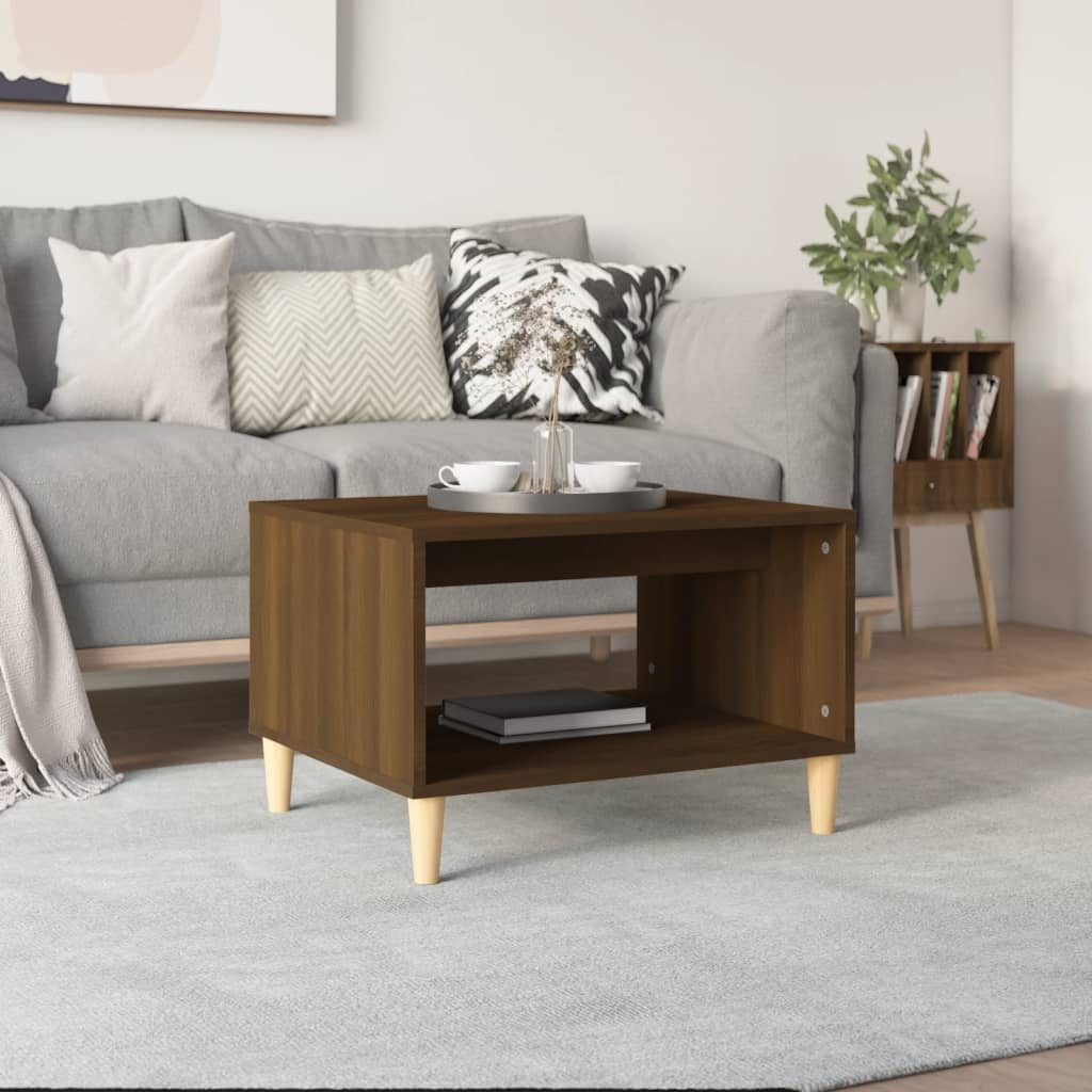vidaXL Salontafel 60x50x40 cm bewerkt hout bruin eikenkleur - Aashly