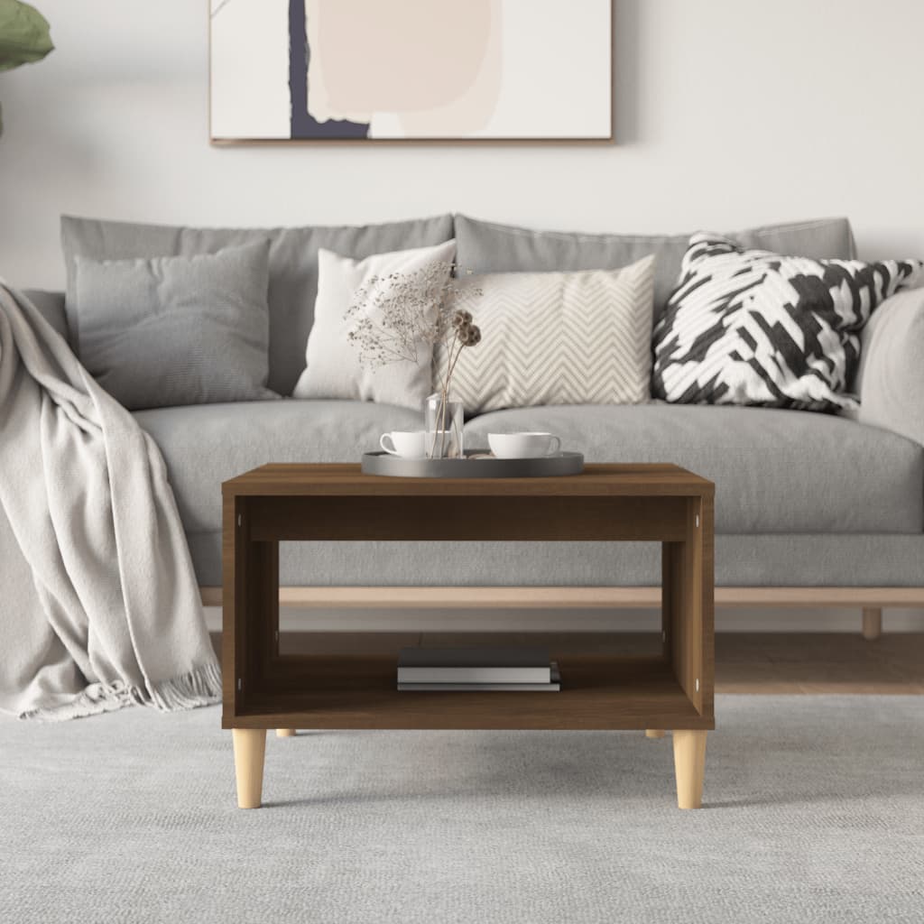 vidaXL Salontafel 60x50x40 cm bewerkt hout bruin eikenkleur - Aashly