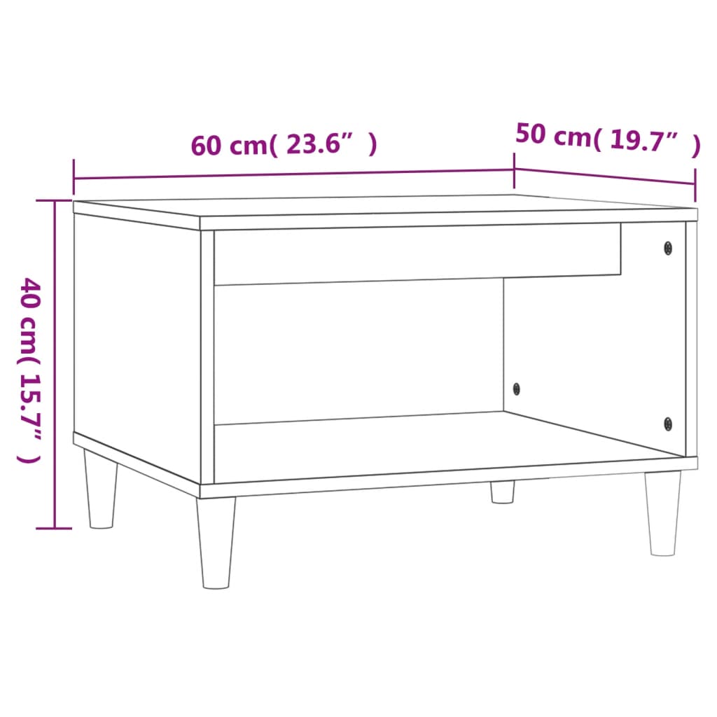 vidaXL Salontafel 60x50x40 cm bewerkt hout bruin eikenkleur - Aashly