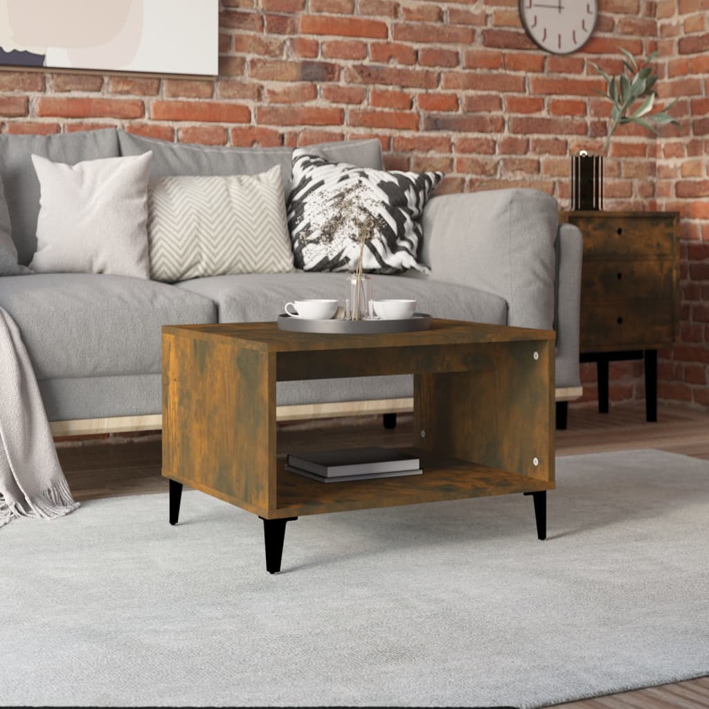 vidaXL Salontafel 60x50x40 cm bewerkt hout hoogglans wit - Aashly