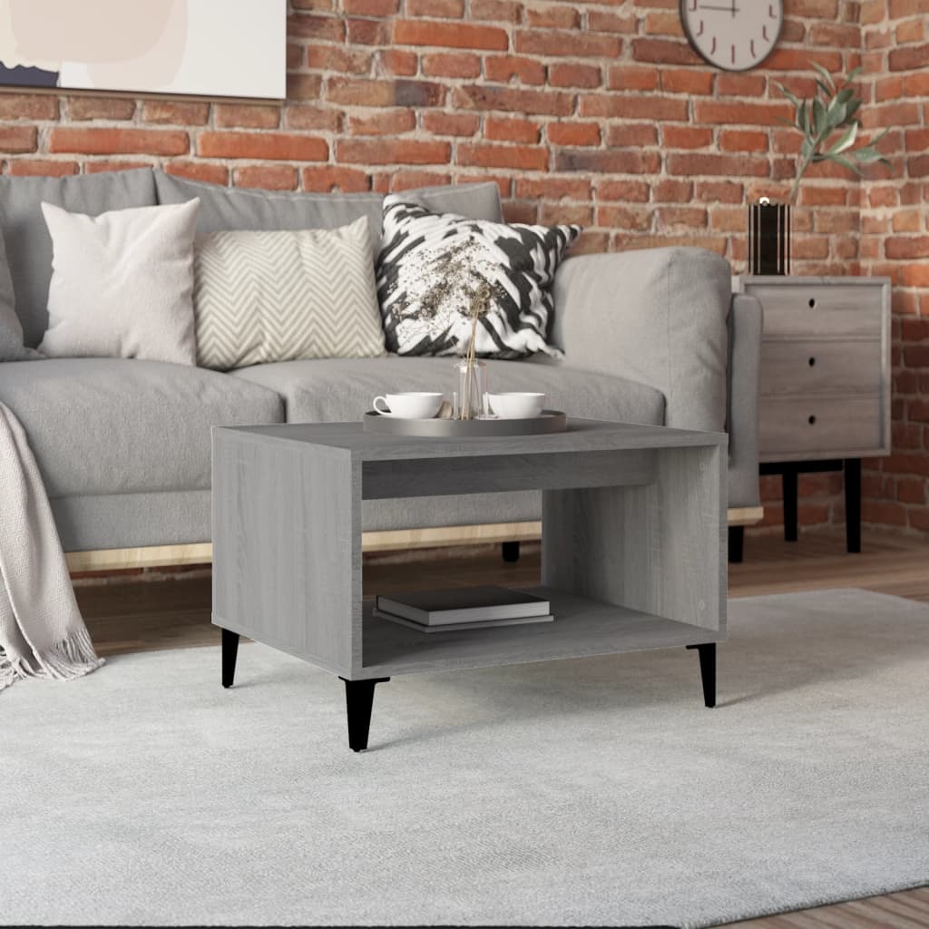 vidaXL Salontafel 60x50x40 cm bewerkt hout hoogglans wit - Aashly