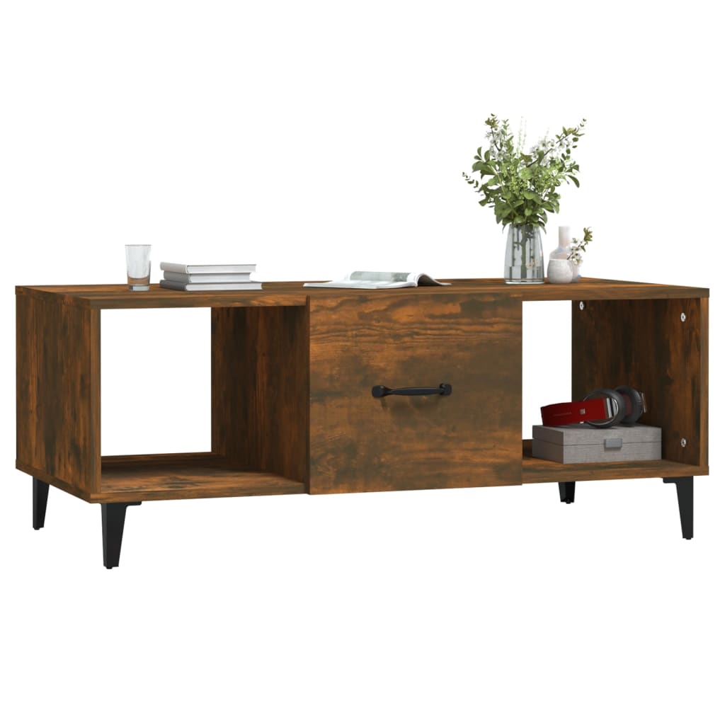 vidaXL Salontafel 102x50x40 cm bewerkt hout gerookt eikenkleurig - Aashly