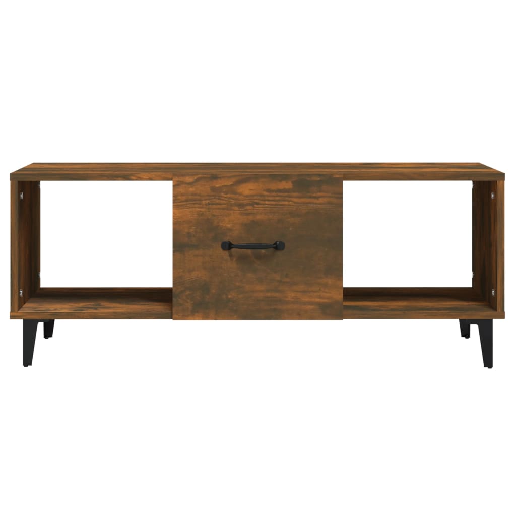 vidaXL Salontafel 102x50x40 cm bewerkt hout gerookt eikenkleurig - Aashly