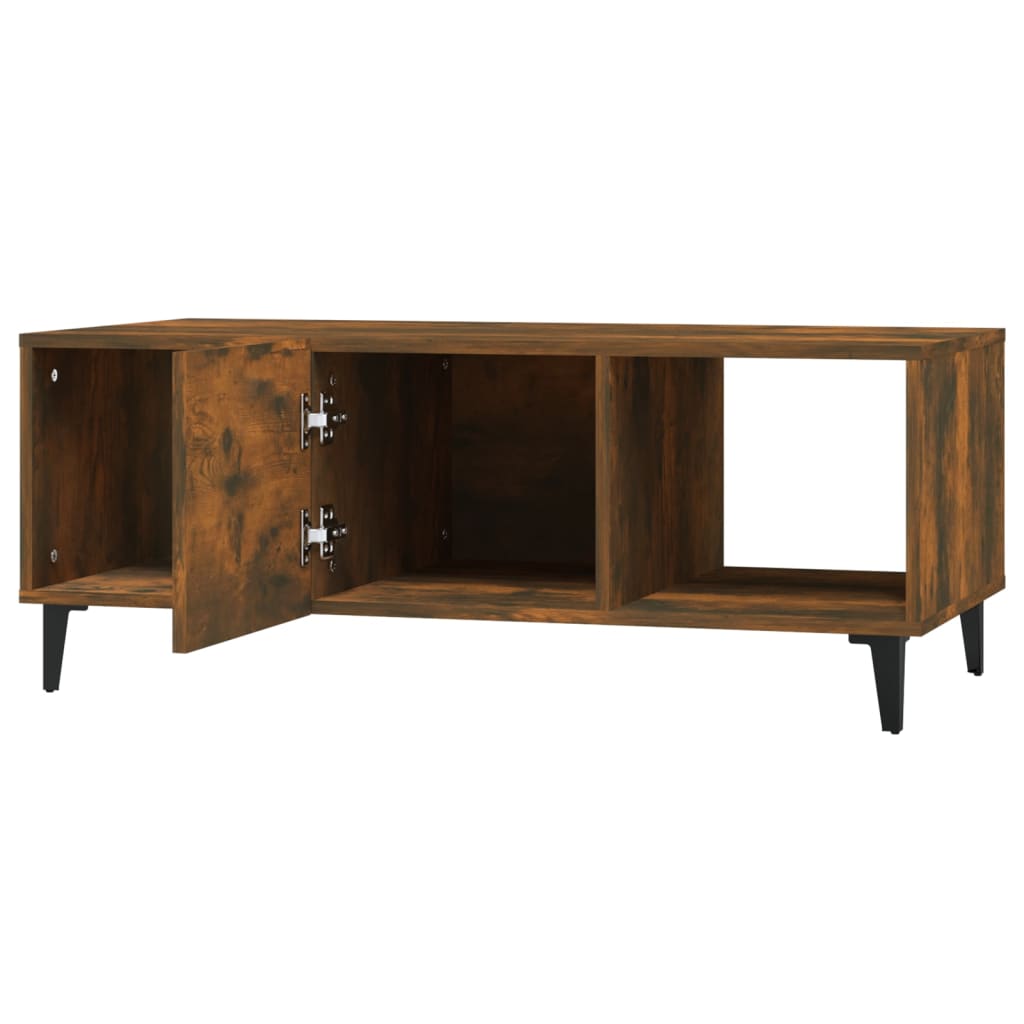 vidaXL Salontafel 102x50x40 cm bewerkt hout gerookt eikenkleurig - Aashly
