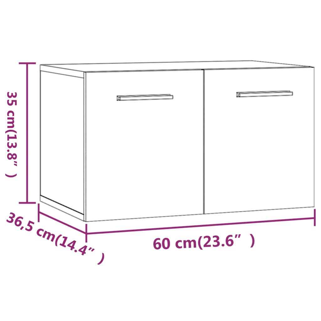 vidaXL Wall Cabinet 60x36.5x35 cm Processed Wood Grey Sonoma Oak Color