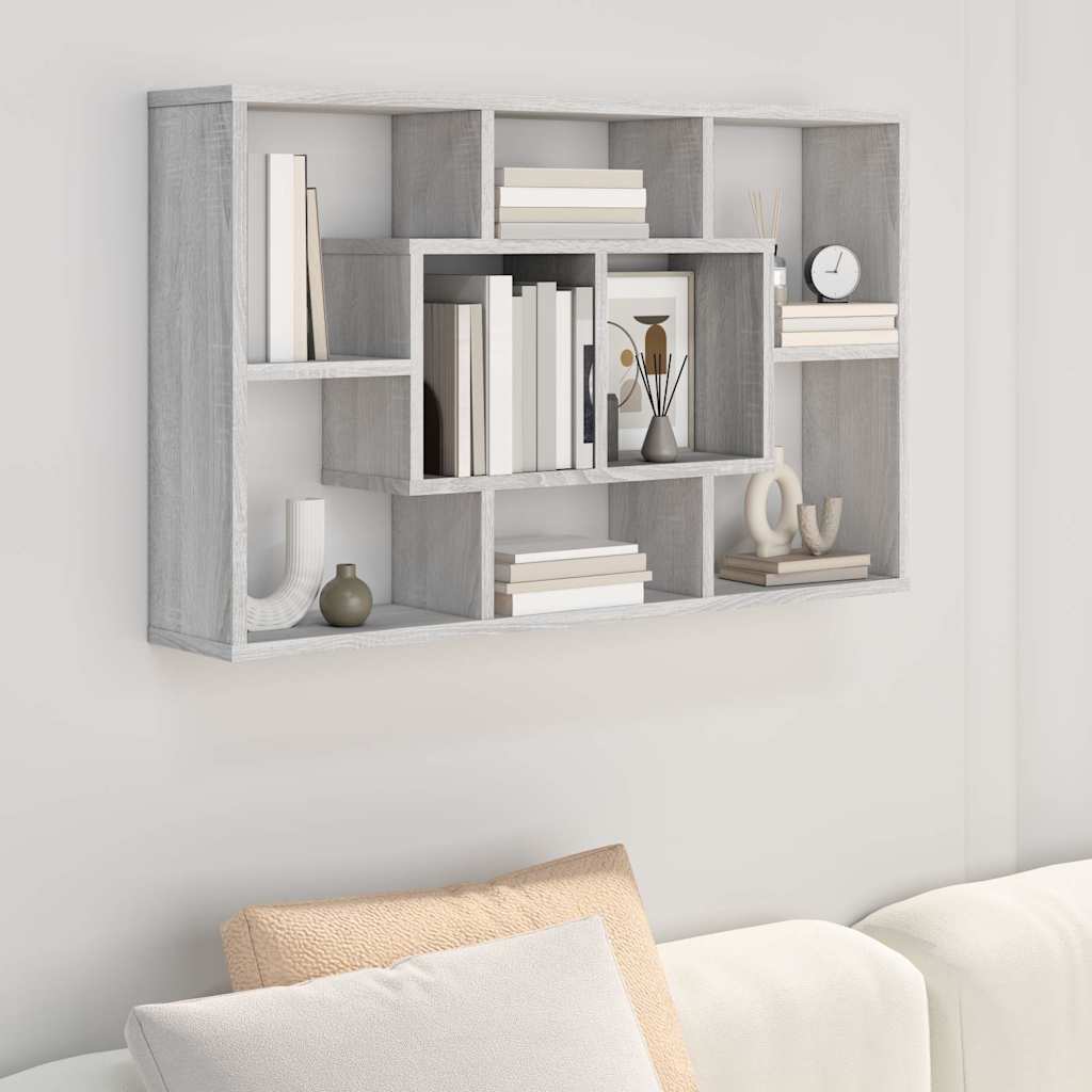 vidaXL Wandschap 85x16x52,5 cm bewerkt hout betongrijs