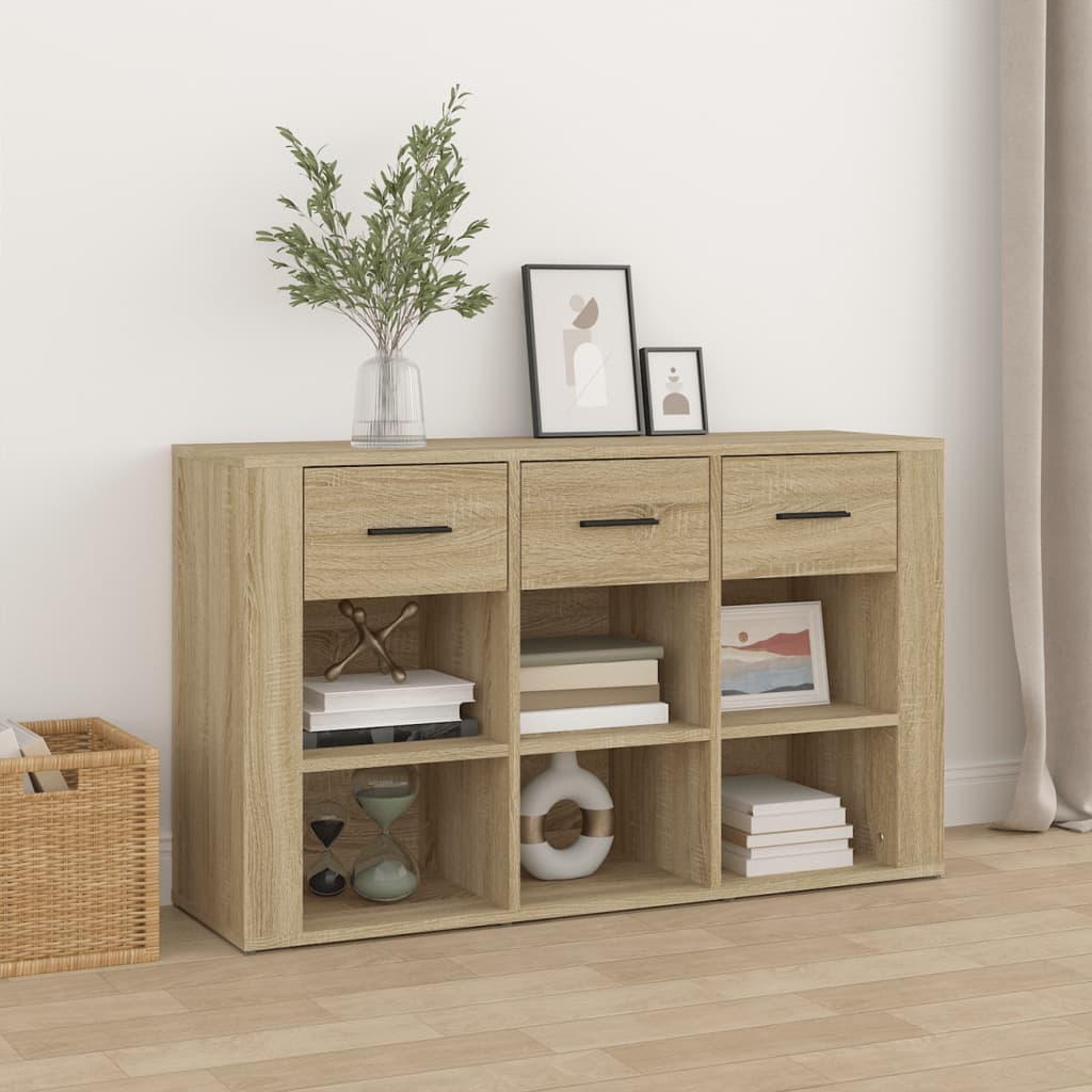 vidaXL Dressoir 100x30x59,5 cm bewerkt hout bruin eikenkleur - Aashly
