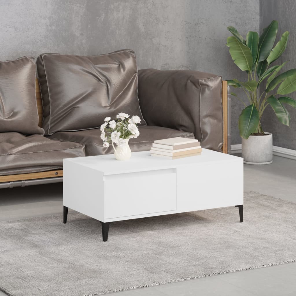 vidaXL Salontafel 90x50x36,5 cm bewerkt hout wit - Aashly