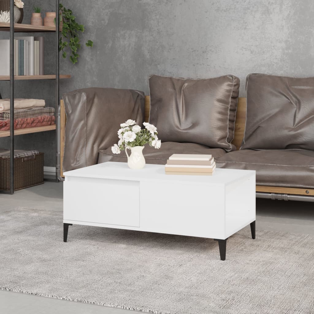 vidaXL Salontafel 90x50x36,5 cm bewerkt hout wit - Aashly
