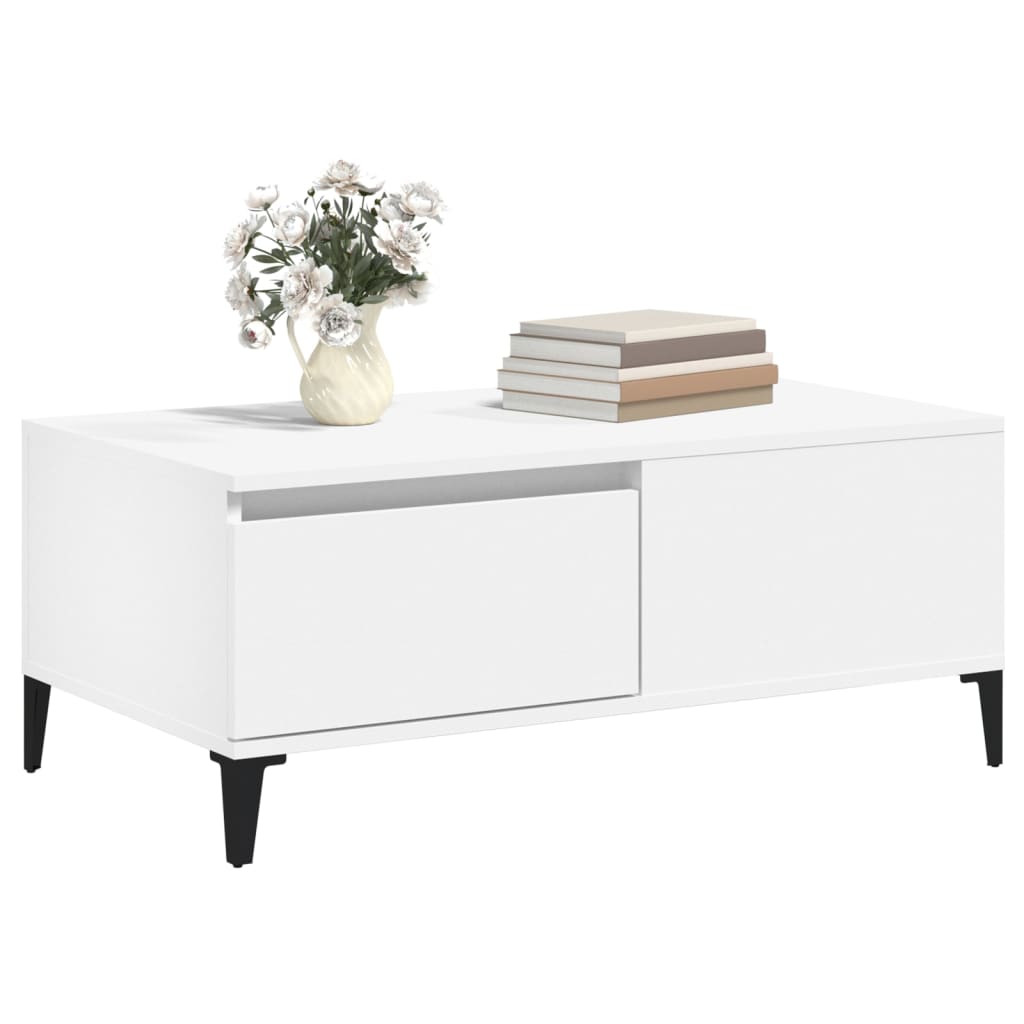 vidaXL Salontafel 90x50x36,5 cm bewerkt hout wit - Aashly