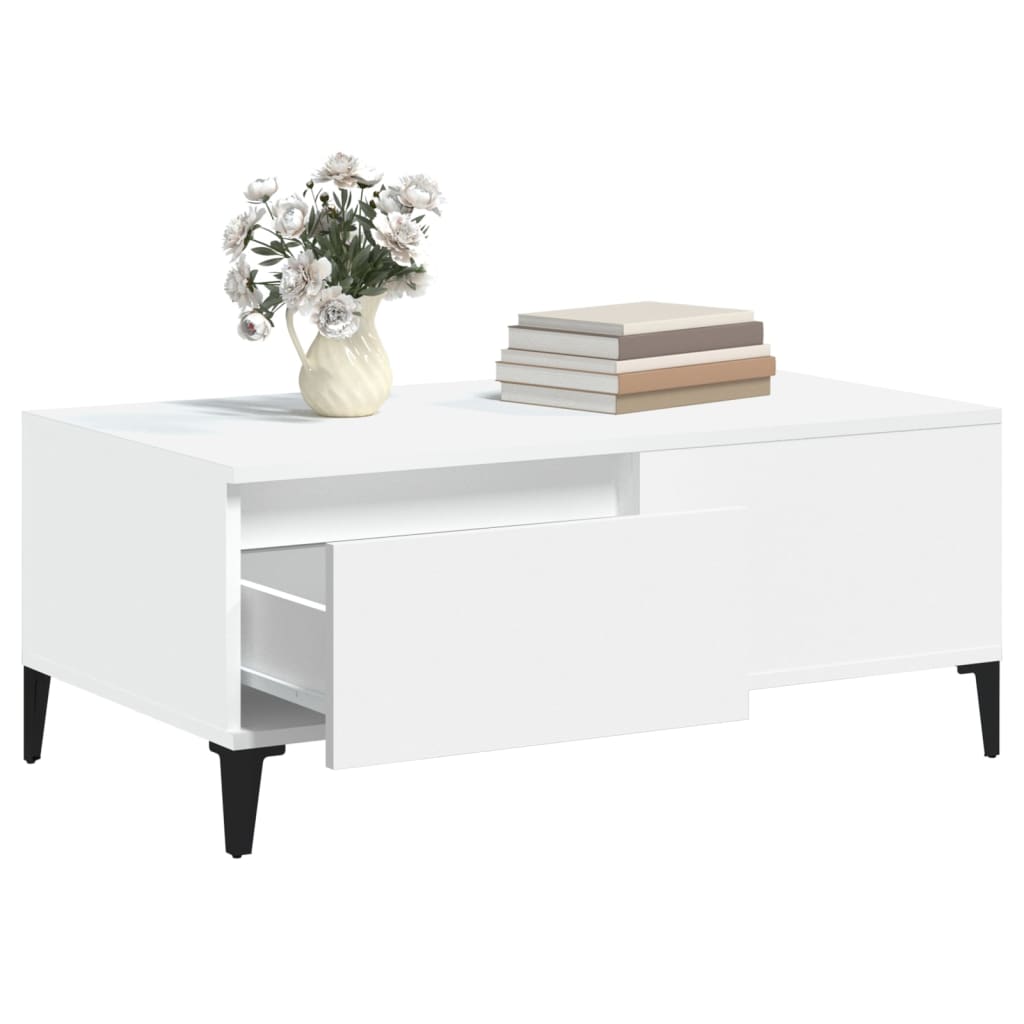 vidaXL Salontafel 90x50x36,5 cm bewerkt hout wit - Aashly