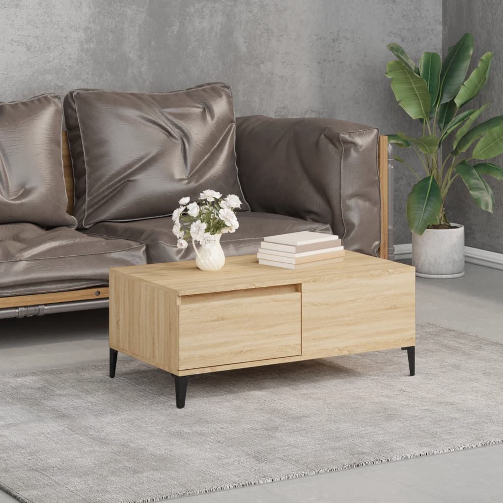 vidaXL Salontafel 90x50x36,5 cm bewerkt hout wit - Aashly
