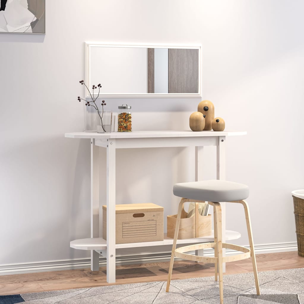 vidaXL Wandtafel 110x40x80 cm massief grenenhout wit - Aashly