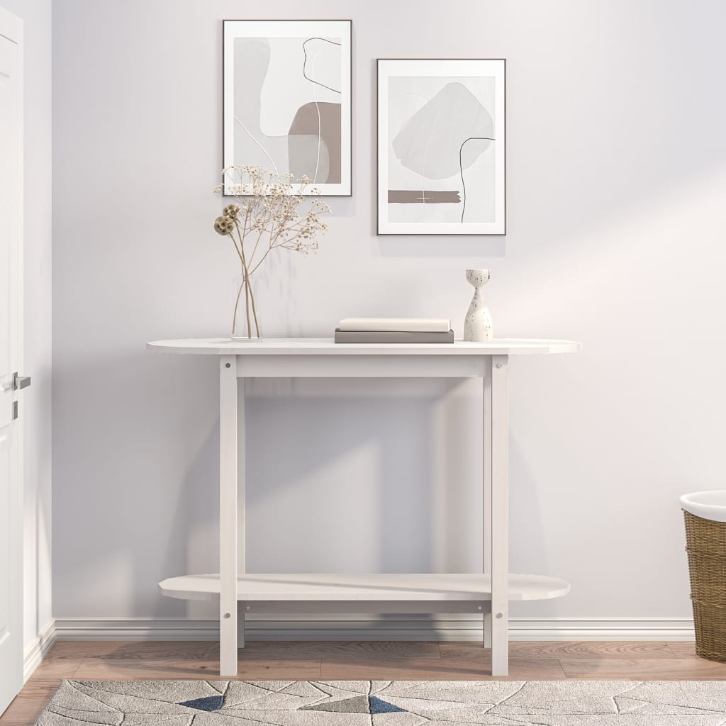 vidaXL Wandtafel 110x40x80 cm massief grenenhout wit - Aashly