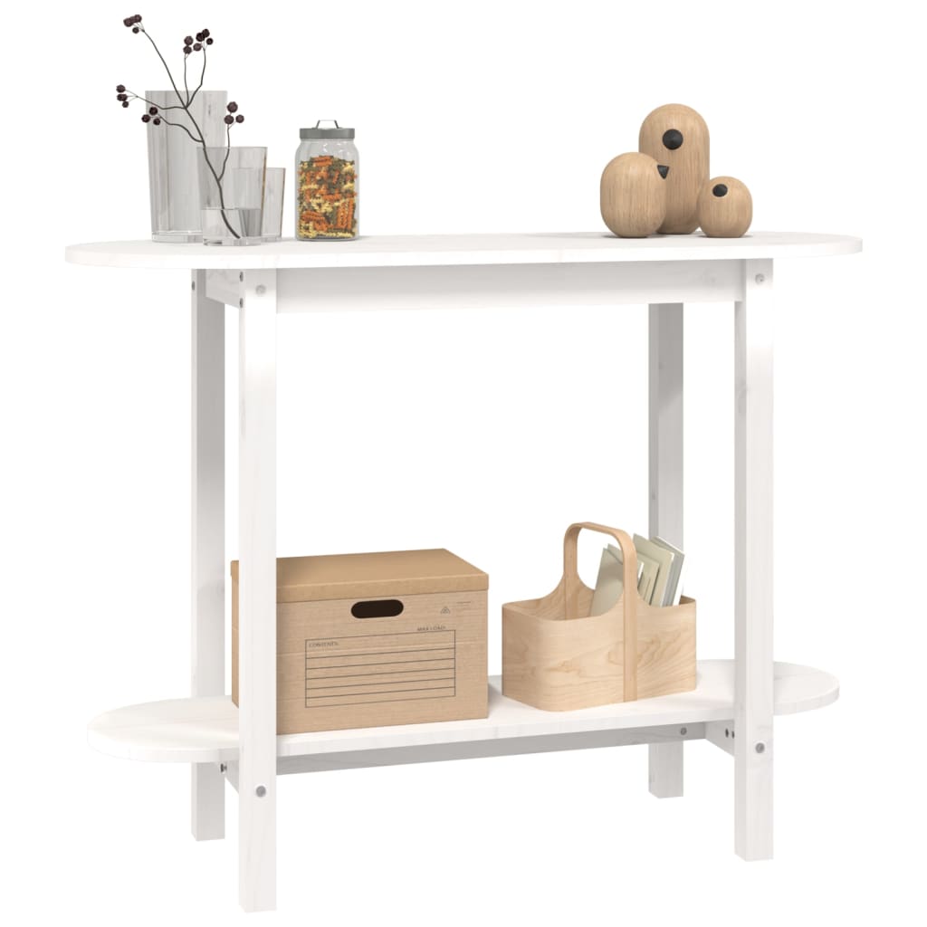 vidaXL Wandtafel 110x40x80 cm massief grenenhout wit - Aashly