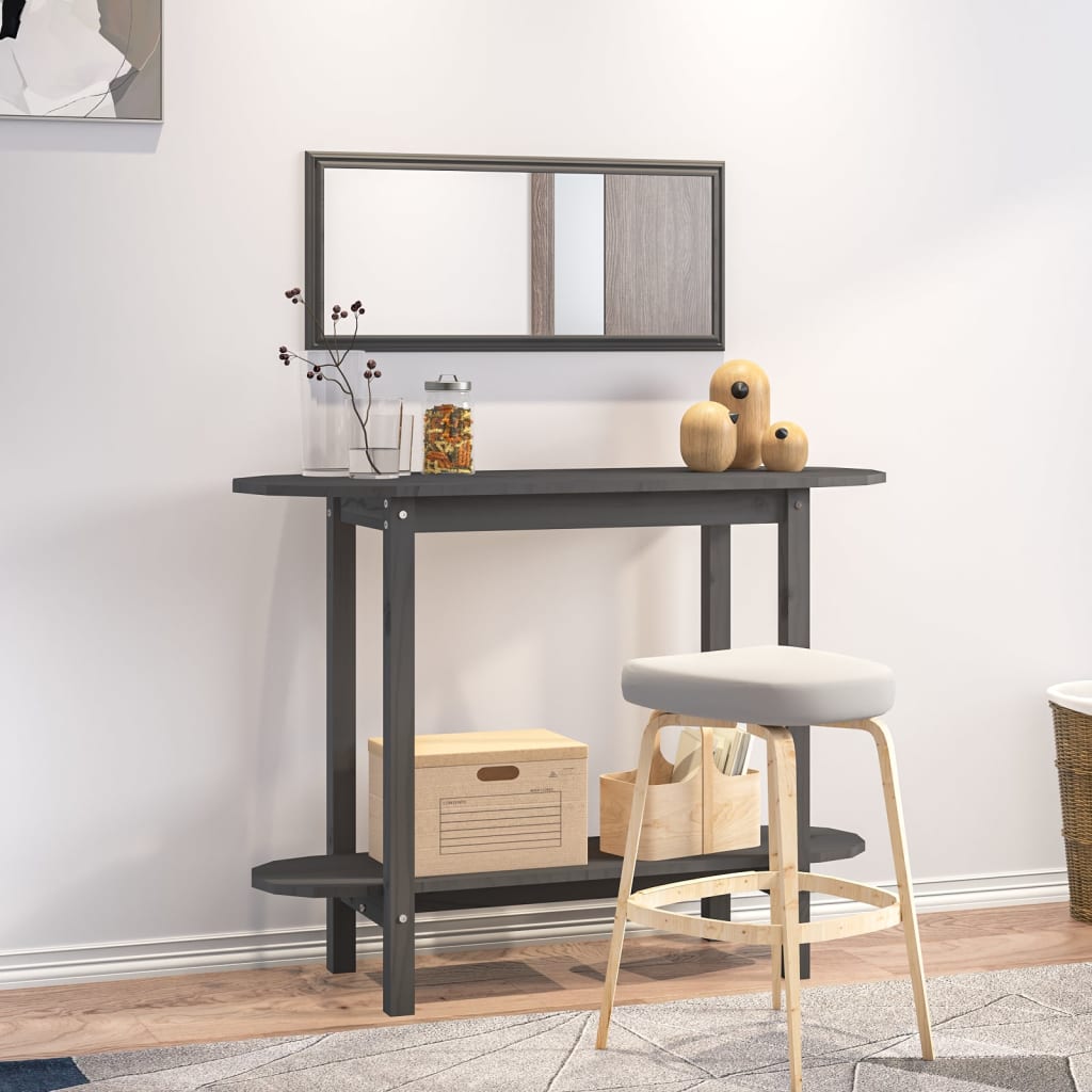 vidaXL Wandtafel 110x40x80 cm massief grenenhout wit - Aashly