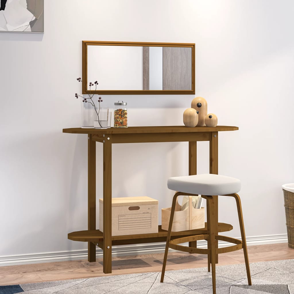 vidaXL Wandtafel 110x40x80 cm massief grenenhout wit - Aashly
